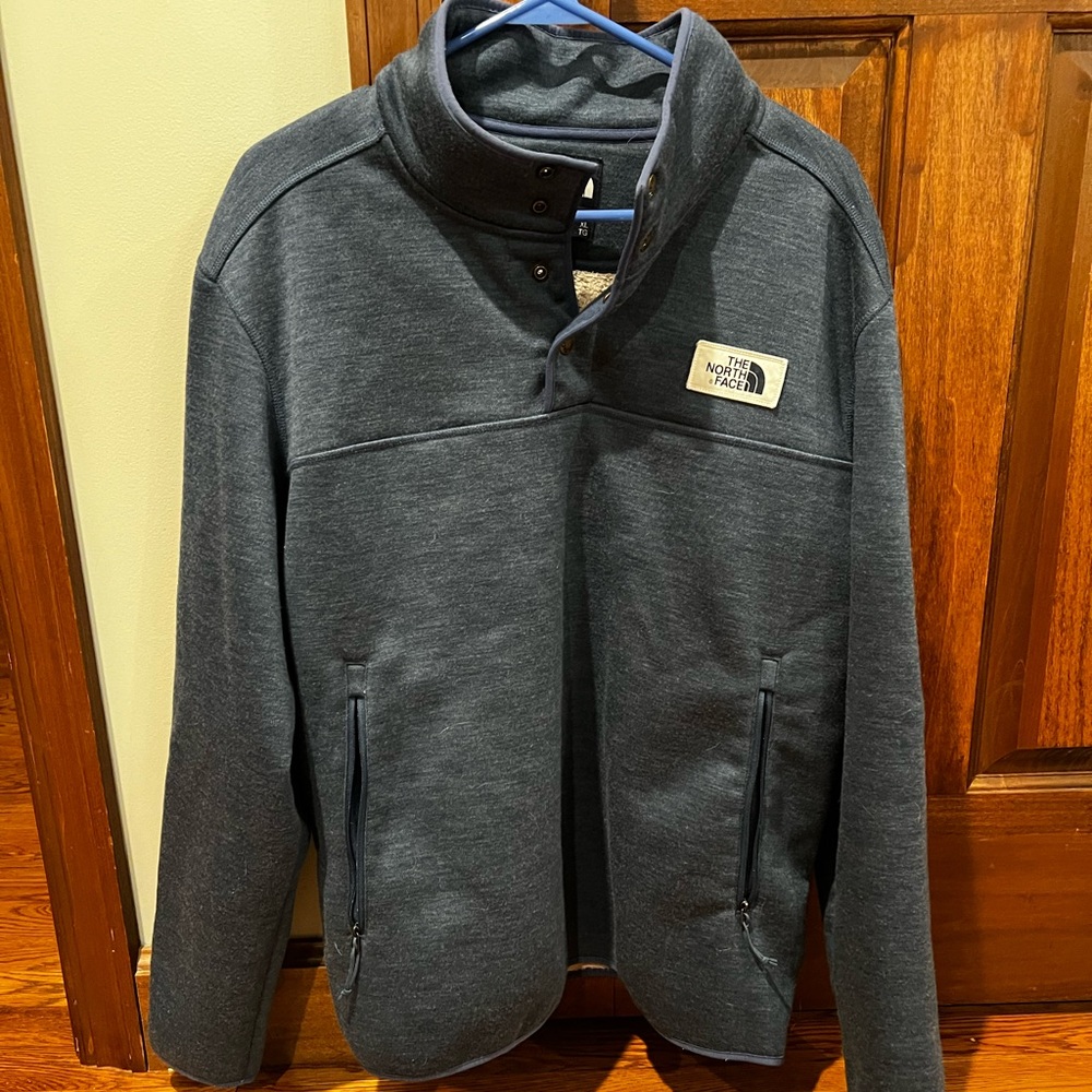 The North Face Men's Blue Pullover with Shearling lining